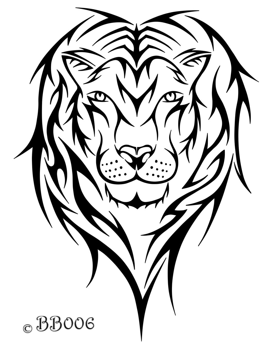 Lion Head Tribal Tattoo Designs