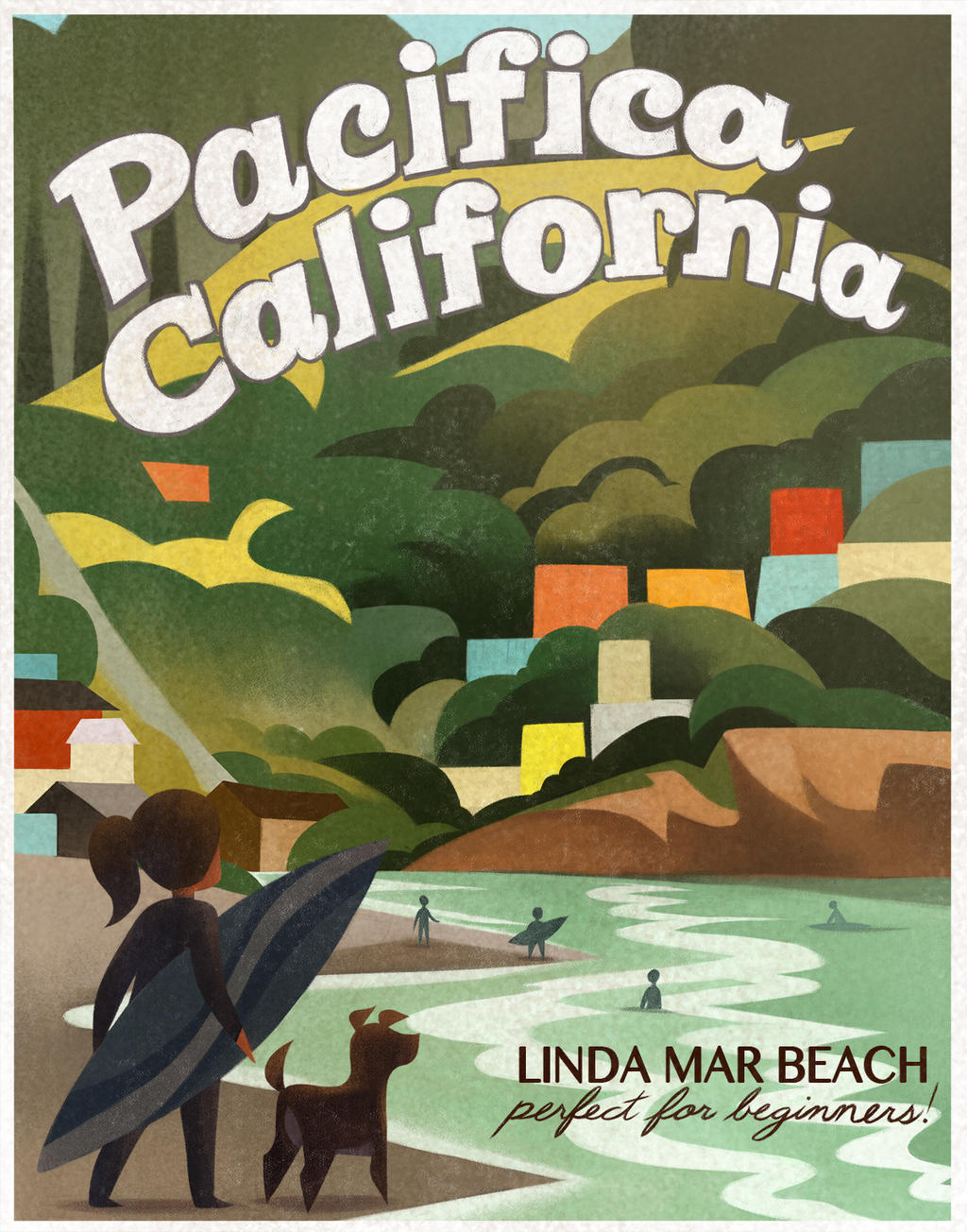 Pacifica, California, Linda Mar Beach illustration