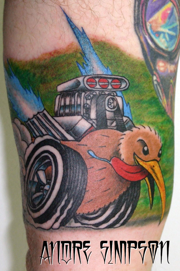hot rod tattoo designs. Kiwi bird hot rod tattoo