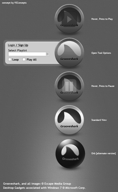   Desktop on Grooveshark Gadget By  Vsconcepts On Deviantart