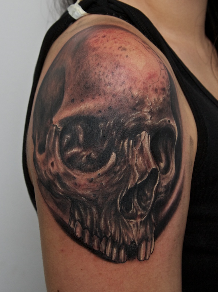 skull tattoo on shoulder by graynd on DeviantArt