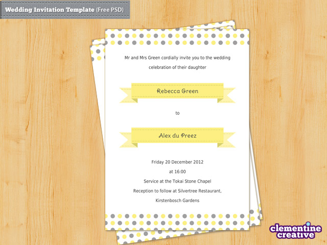 Free Wedding Invitation PSD Template by ClementineCreative on deviantART
