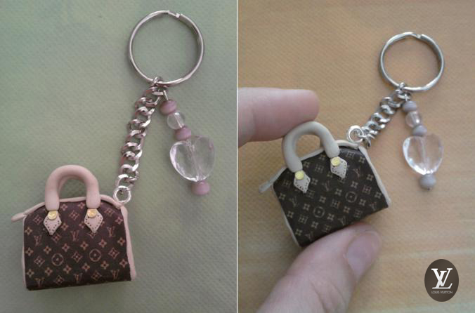 Keychain mini bag Louis Vuitton and pearls fimo by bimbalove81 on DeviantArt