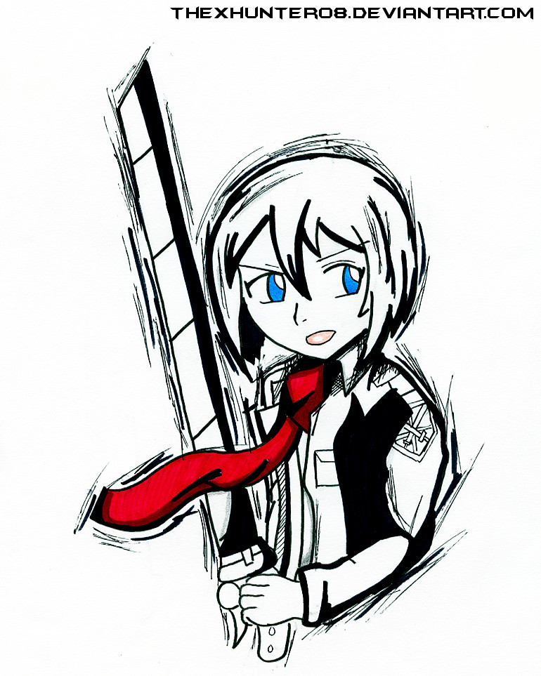 Pen Sketch- Mikasa Ackerman by TheXHunter08 on DeviantArt