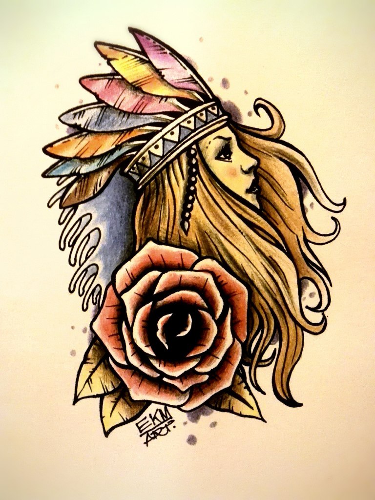 Rose Girl Tattoo Design by taylorweaved