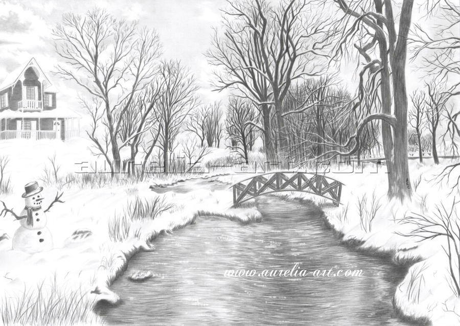 Snowy Landscape by aurelia-acc