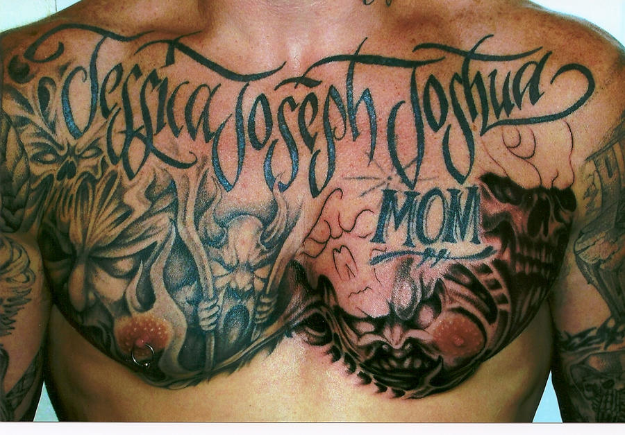 infinished chest plate - chest tattoo