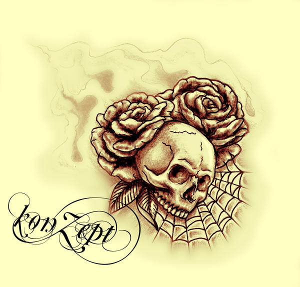 rose skull tattoo. tattoo butterfly rose-skull
