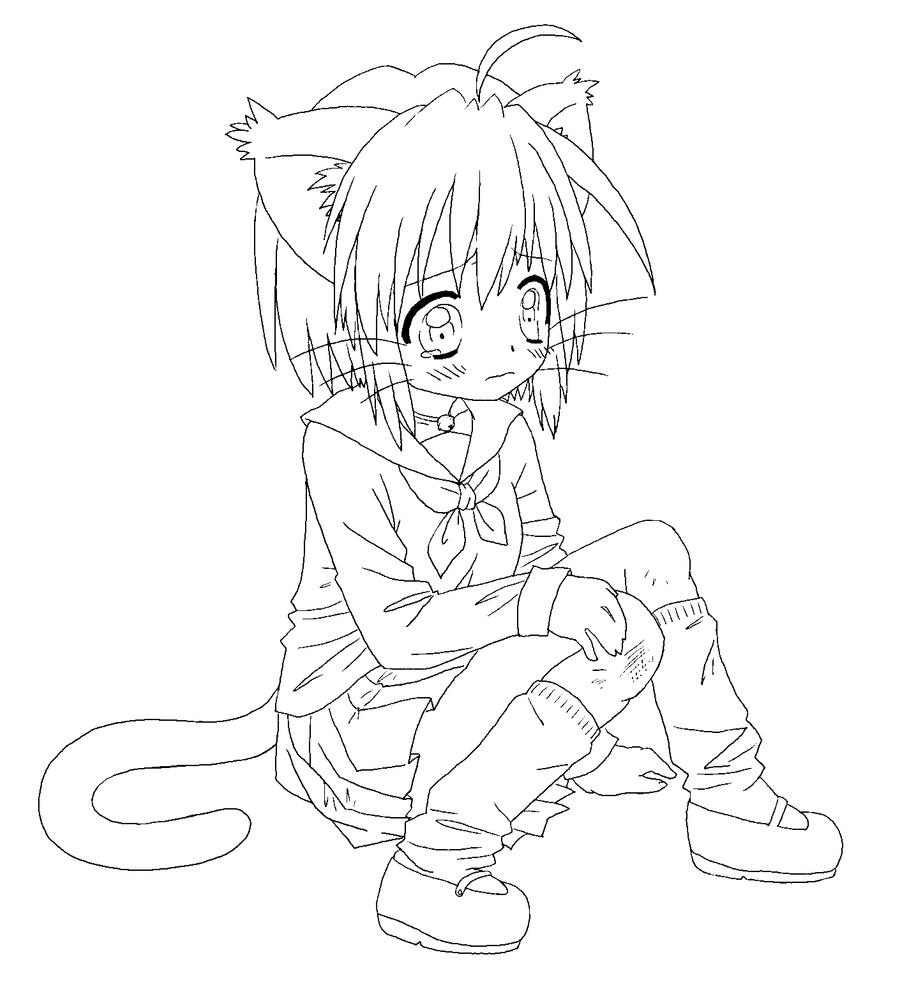 sad anime wolf girl coloring pages - photo #11
