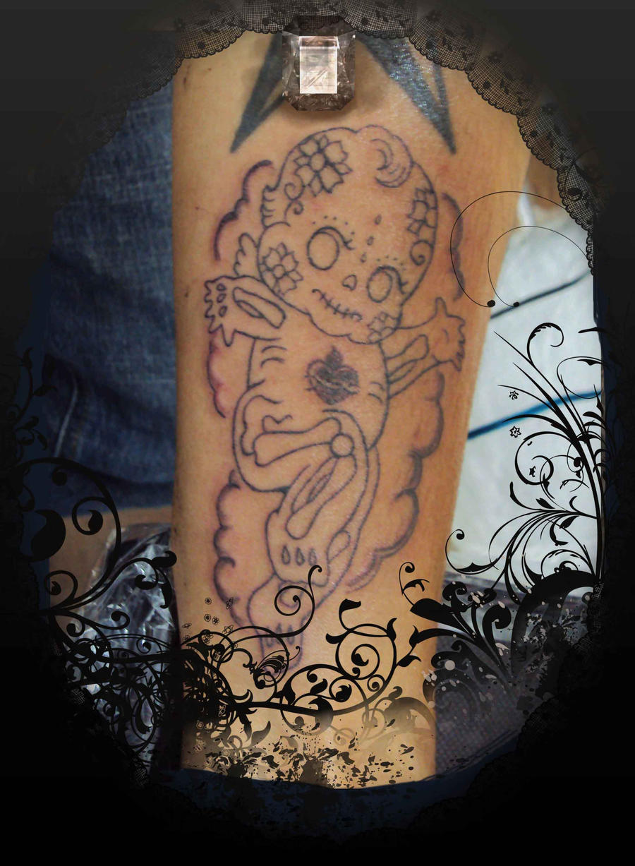 Mexican baby in skull by