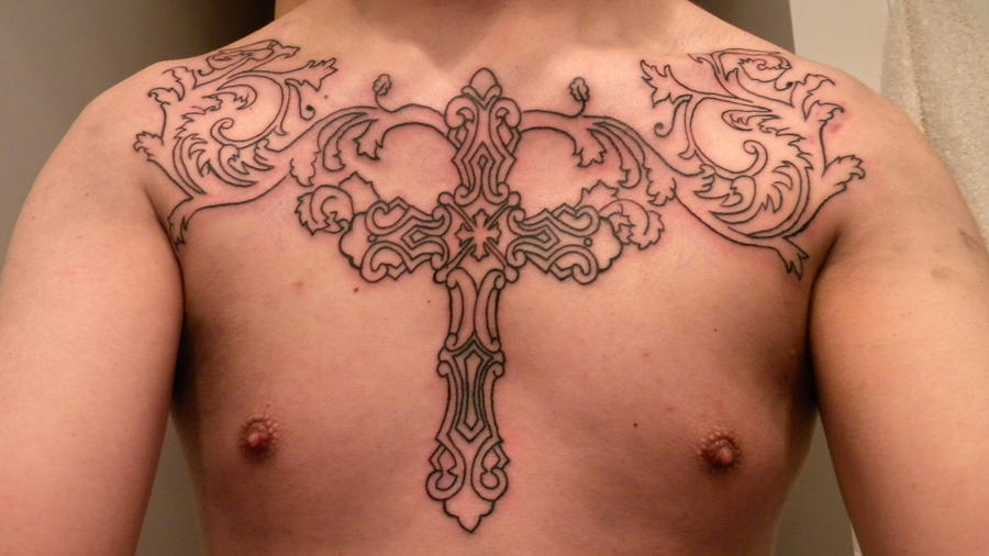 chest tattoos for men. Chest Cross Tattoo