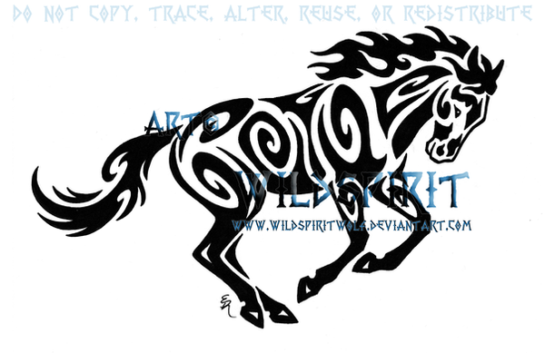 Tribal Horse Tattoos. Tribal Running Horse Tattoo by
