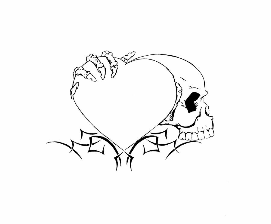 Heart skull Tattoo unfinished