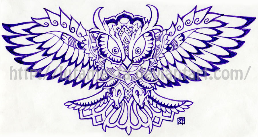 CommissionOwl tattoo design by lutamesta on deviantART