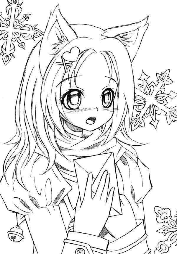 manga cat girl coloring pages - photo #16