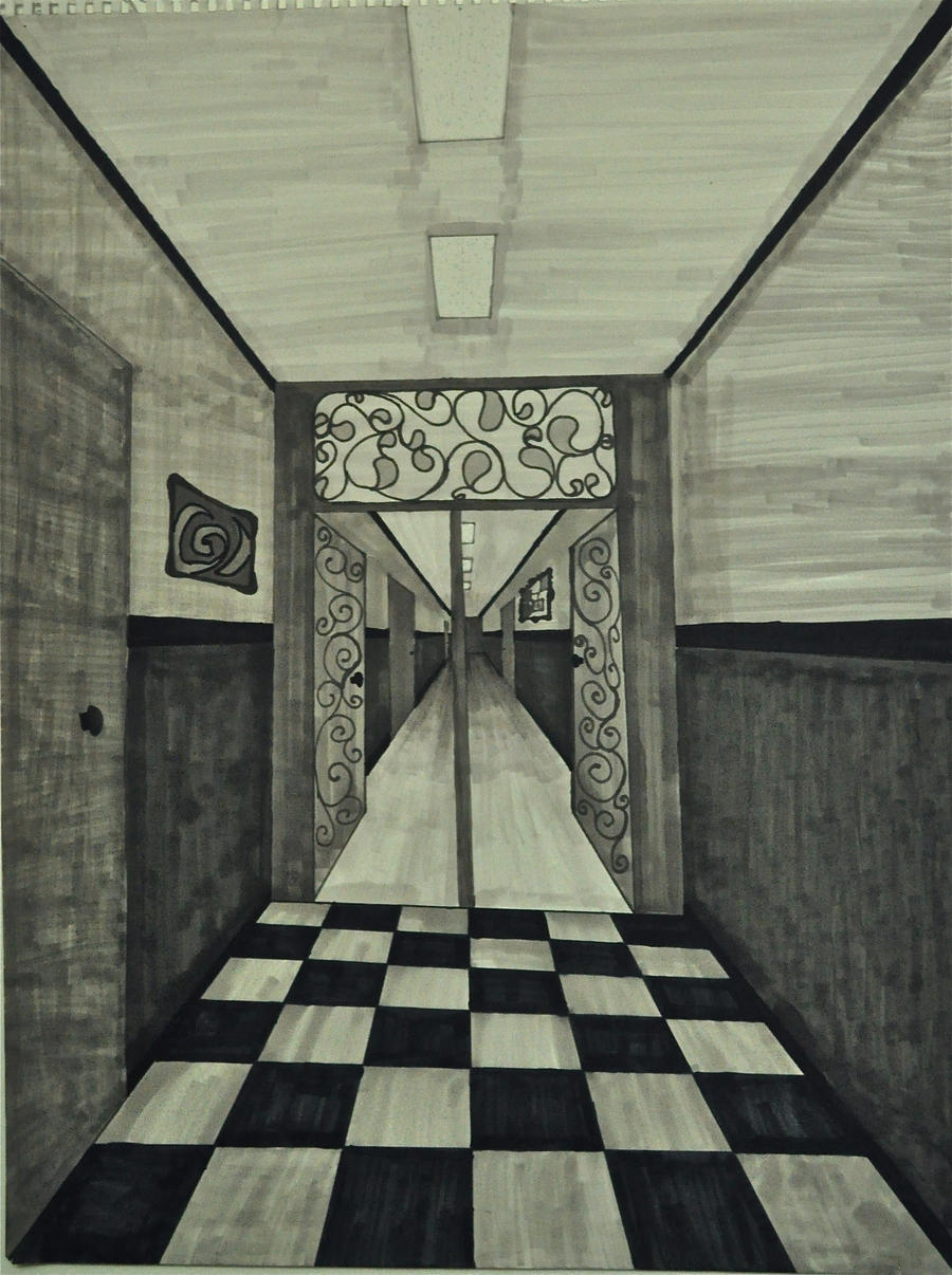 One Point Perspective Hallway by bloodyantivalentines on DeviantArt