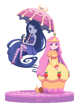 Pixel Marceline and Princess Bubblegum by DAV-19