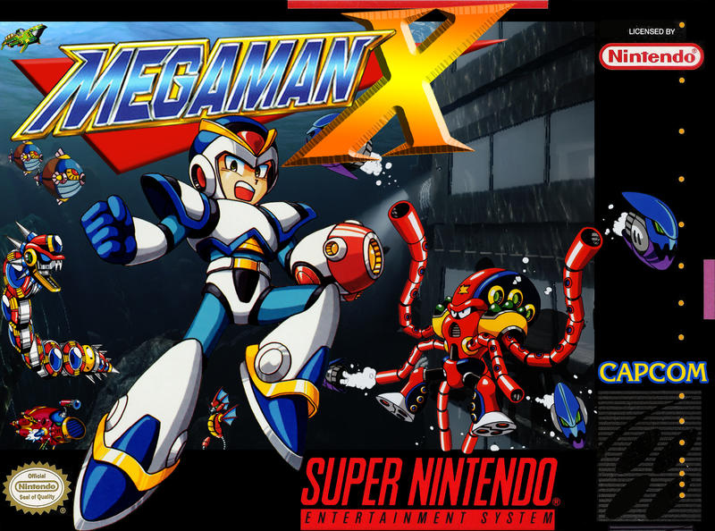 Megaman X SNES box cover by Hellstinger64